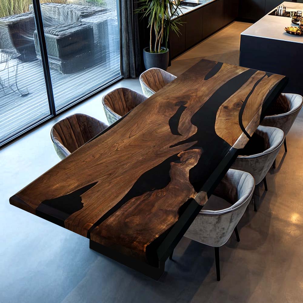 Elite Custom Black Walnut Resin Table for Dining & Office & Conference ECT-114