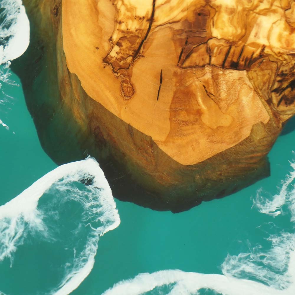 Elite Custom Olive Ocean-Inspired Epoxy Resin Round Table ECT-116