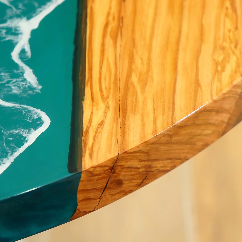 Elite Custom Olive Ocean-Inspired Epoxy Resin Round Table ECT-116