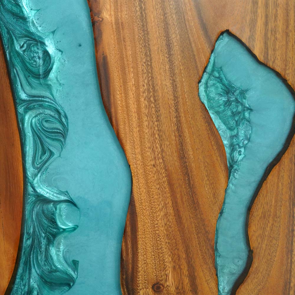 Elite Custom Walnut Wood Turquoise Kitchen Epoxy Resin River Table ECT-117