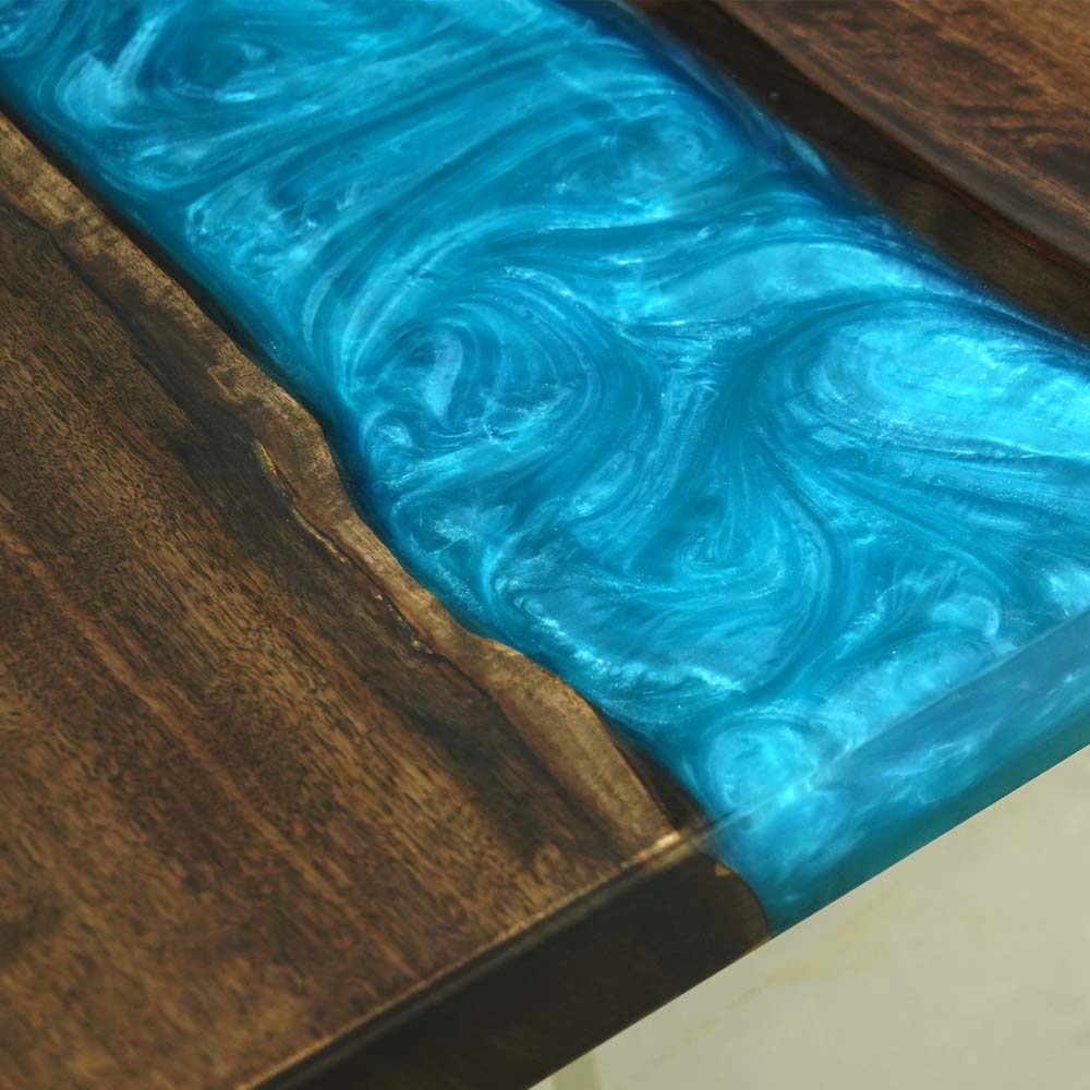 Elite Custom Blue Epoxy River Black Walnut Dining Table ECT-123