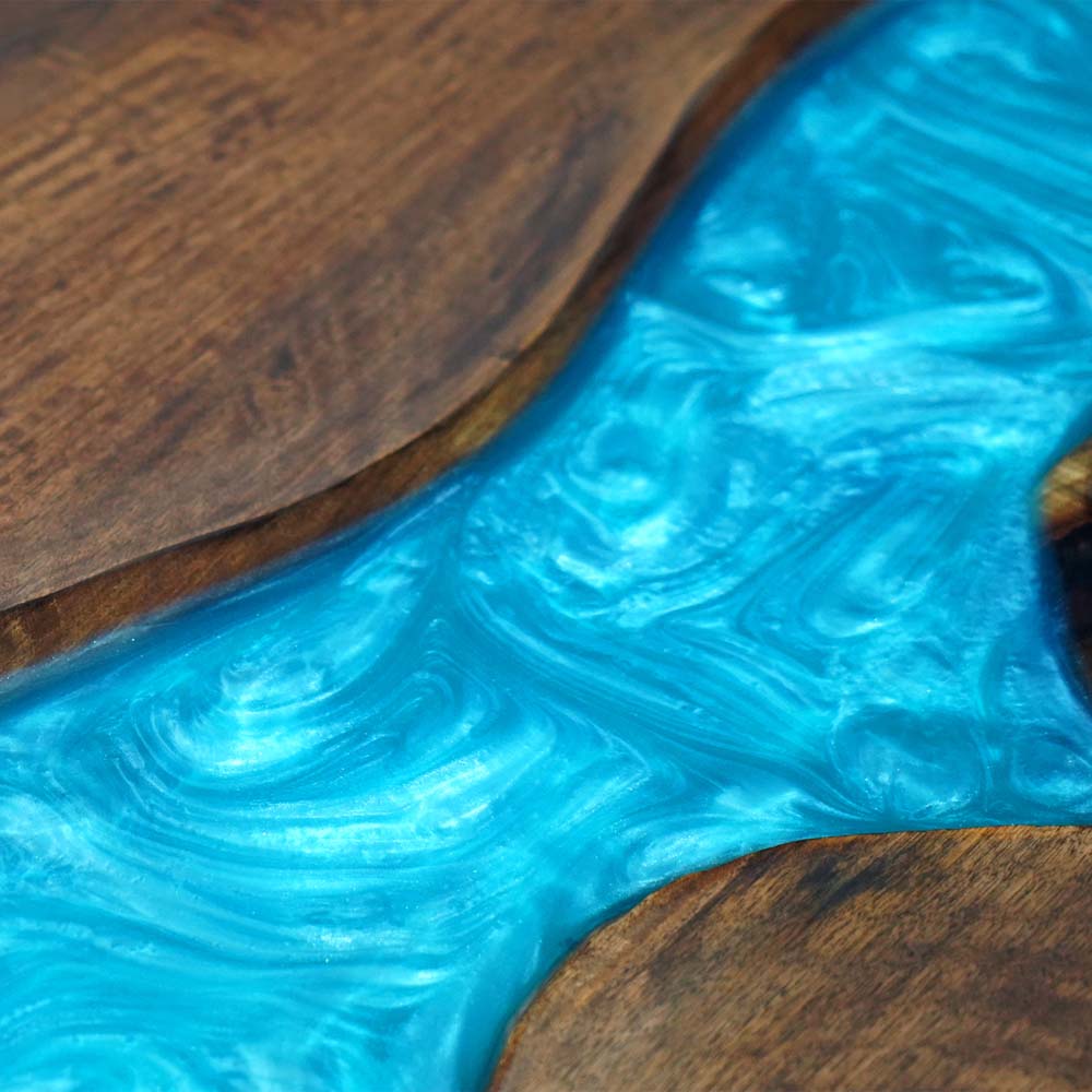 Elite Custom Blue Epoxy River Black Walnut Dining Table ECT-123