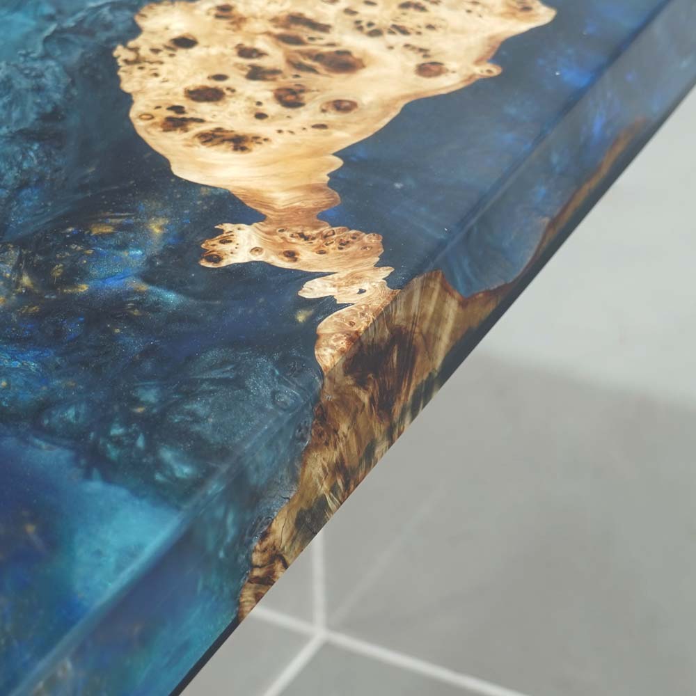 Elite Poplar Wood with Stellar Abyss Roam Epoxy Resin Dining Table ECT-128