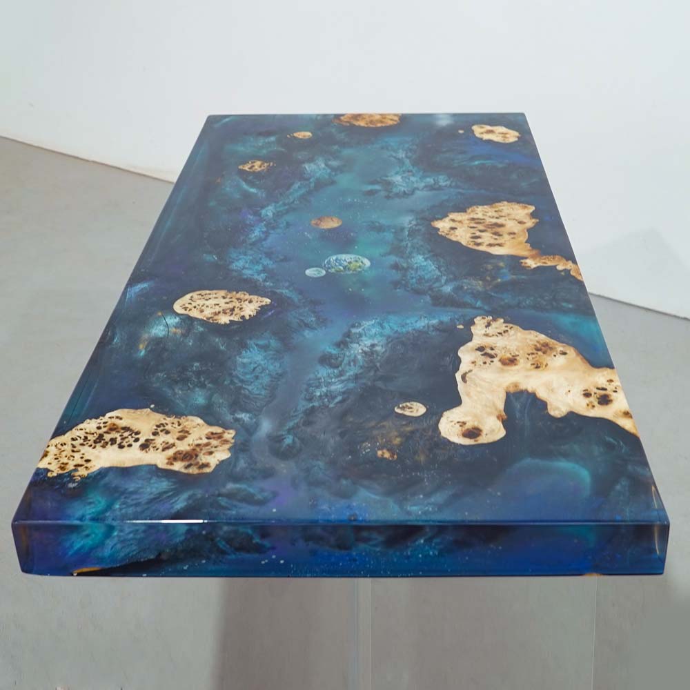 Elite Poplar Wood with Stellar Abyss Roam Epoxy Resin Dining Table ECT-128