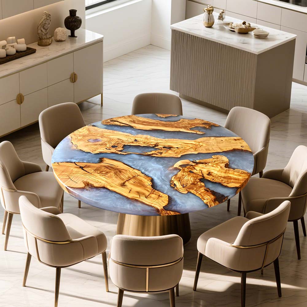 Elite Resin & Natural Olive Wood Fusion Round Table ECT-131