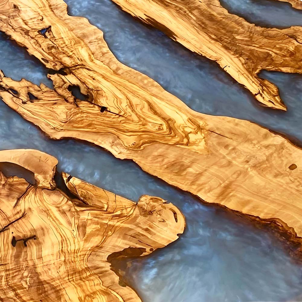 Elite Resin & Natural Olive Wood Fusion Round Table ECT-131