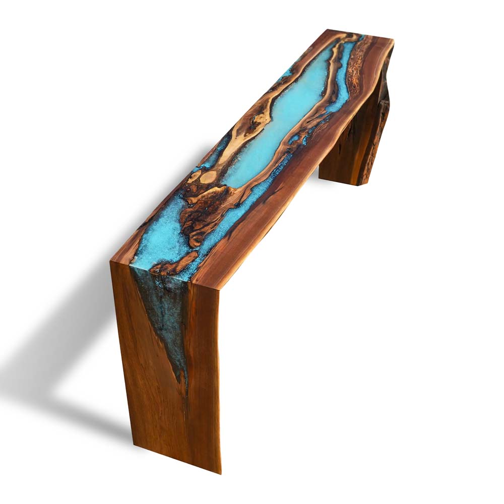 Elite Natural Walnut Wood & Blue River Epoxy Resin Dining Console Tables & Counter and Bar Tables & TV Tables ECT-151
