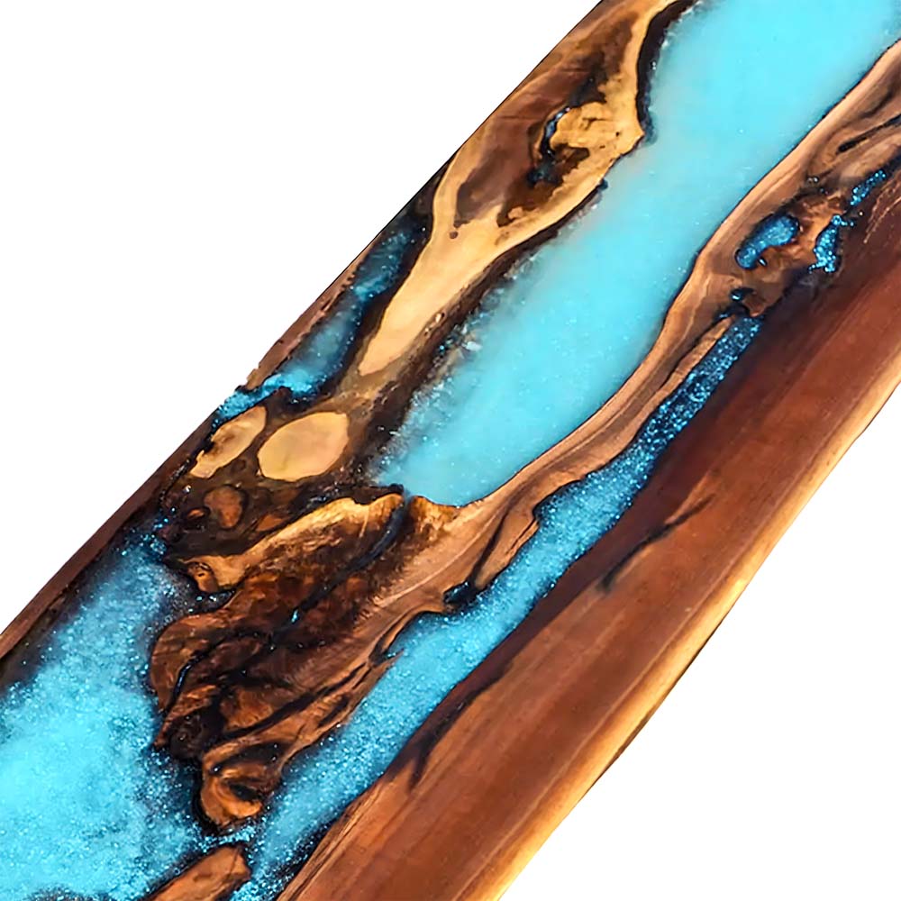 Elite Natural Walnut Wood & Blue River Epoxy Resin Dining Console Tables & Counter and Bar Tables & TV Tables ECT-151