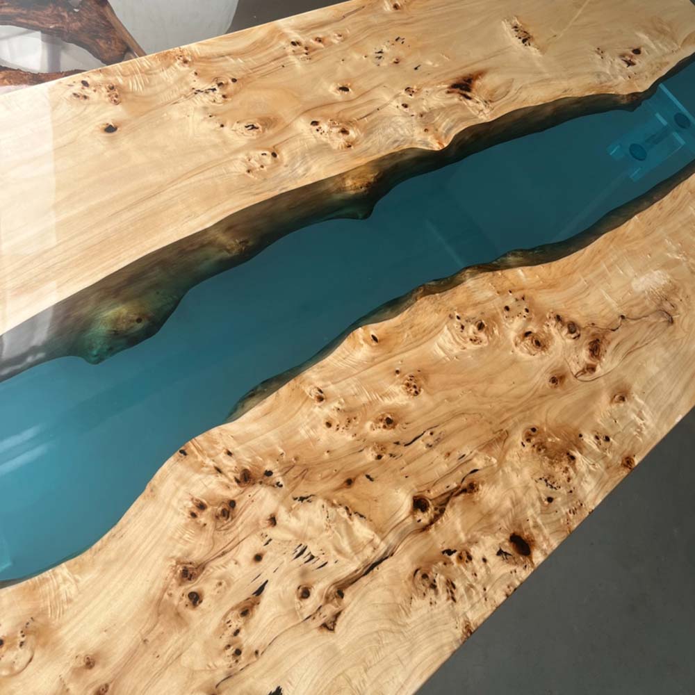 Elite Poplar Wood & Transparent Epoxy Resin Dining Table ECT-155