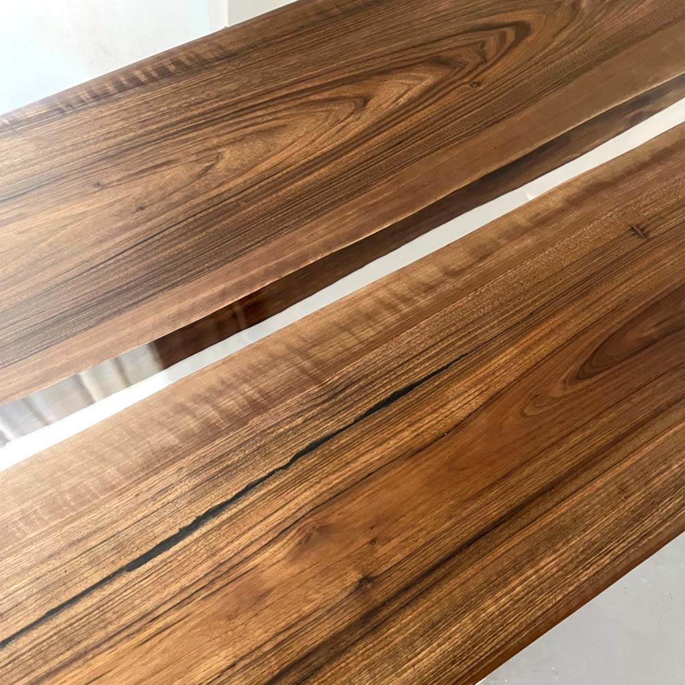 Elite Two-Piece Black Walnut & Transparent Epoxy Resin Dining Table ECT-159