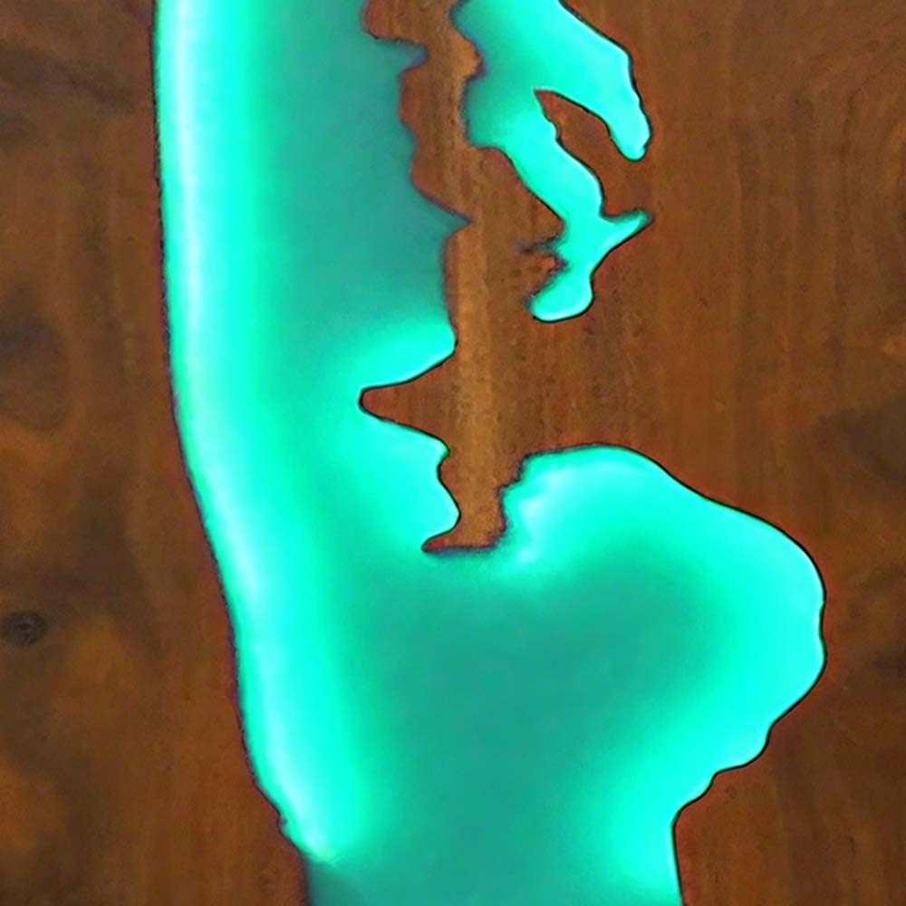 Elite Custom Walnut Wood River Epoxy Resin Dining Table With LED Light ECT-210