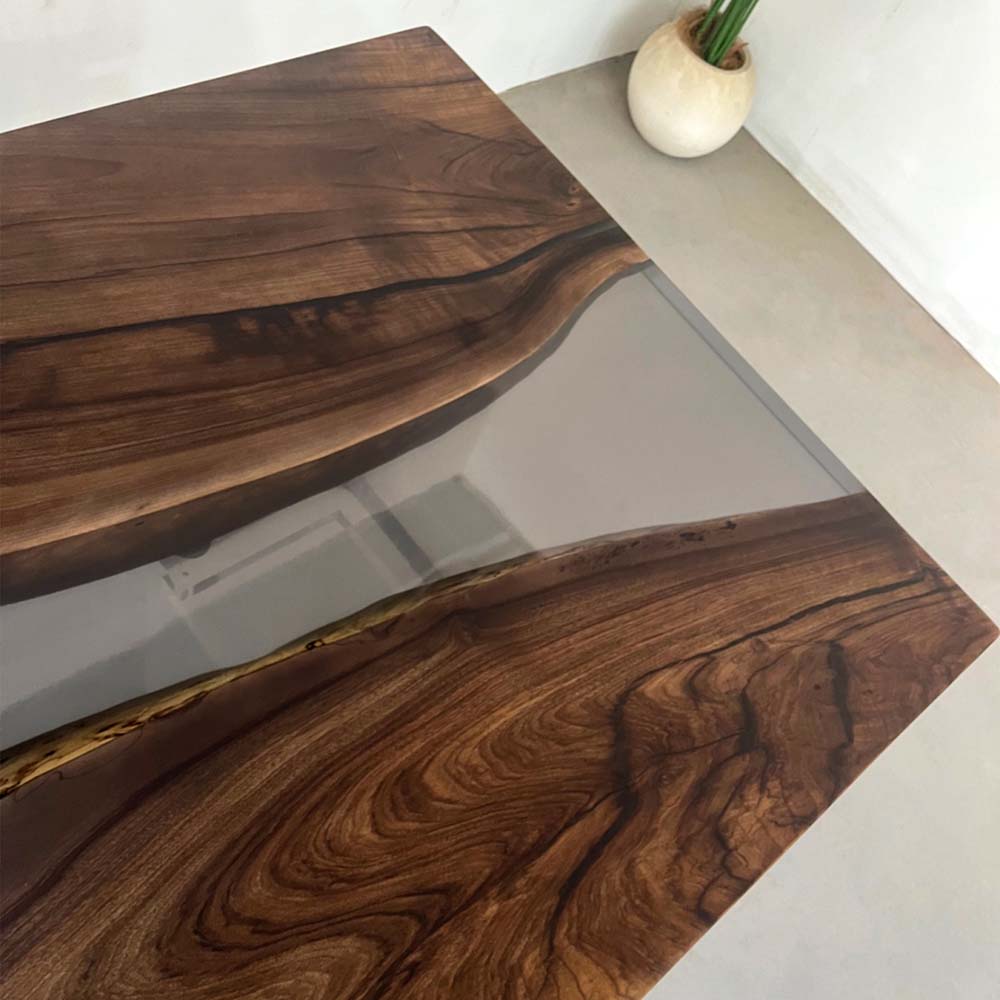 Elite Artistic Black Walnut Dining & Conference Table with Clear Black Resin ECT-222