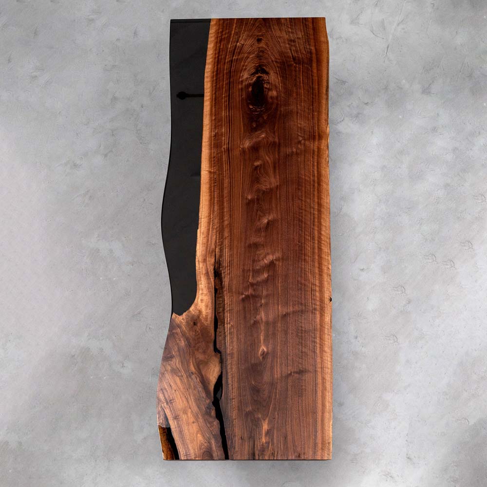 Elite Black Walnut & Black - Transparent Epoxy River Dining Table ECT-28
