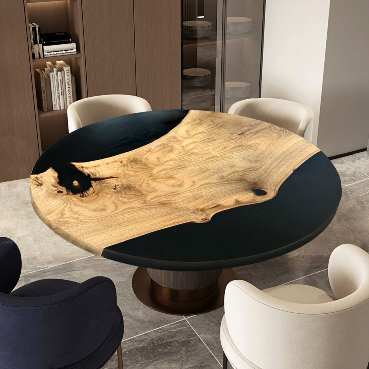 Custom Elite Olive Wood Black Epoxy Resin Coffee Table ECT-29