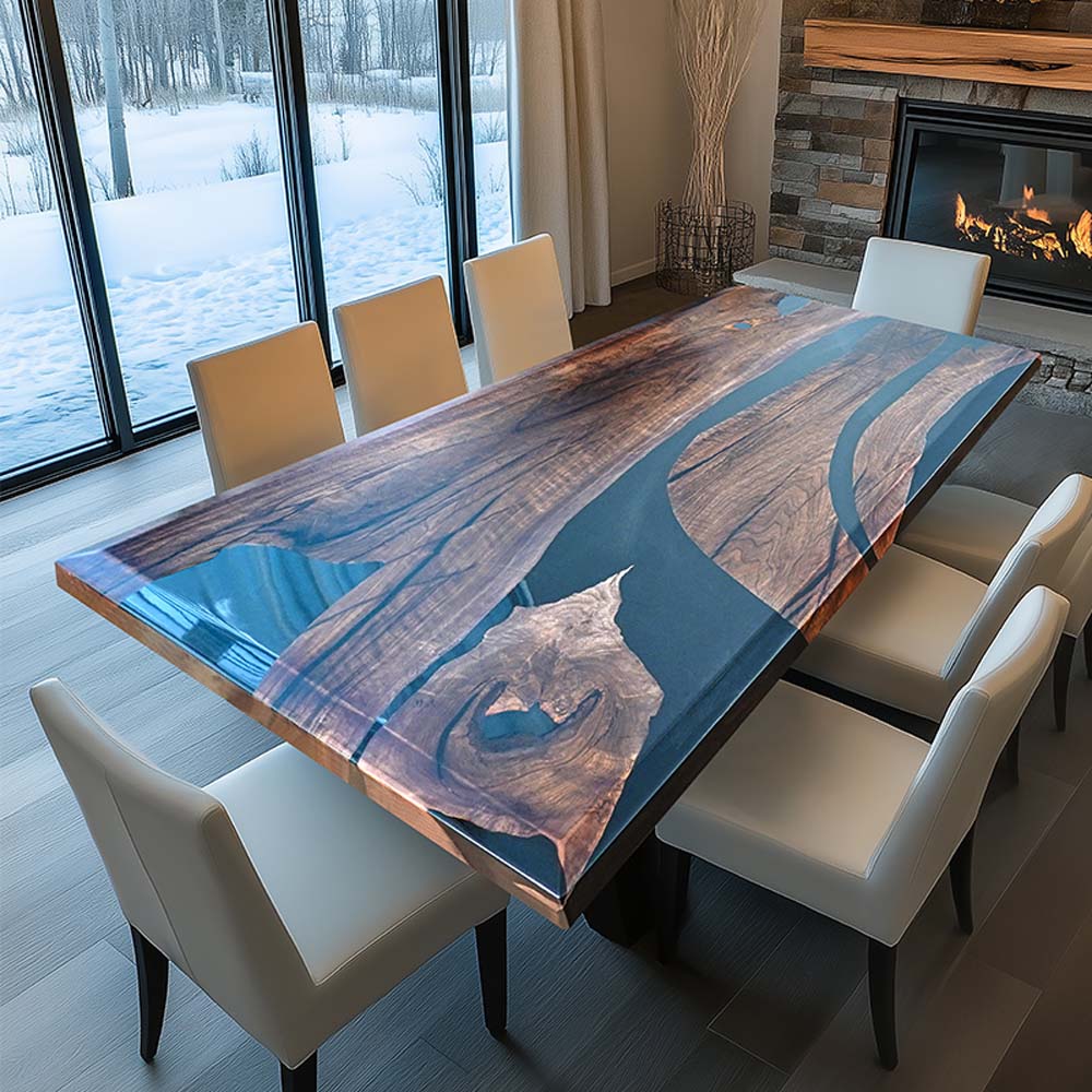 Elite Custom Black Walnut with Black Epoxy Resin River Dining & Conference Table ECT-55