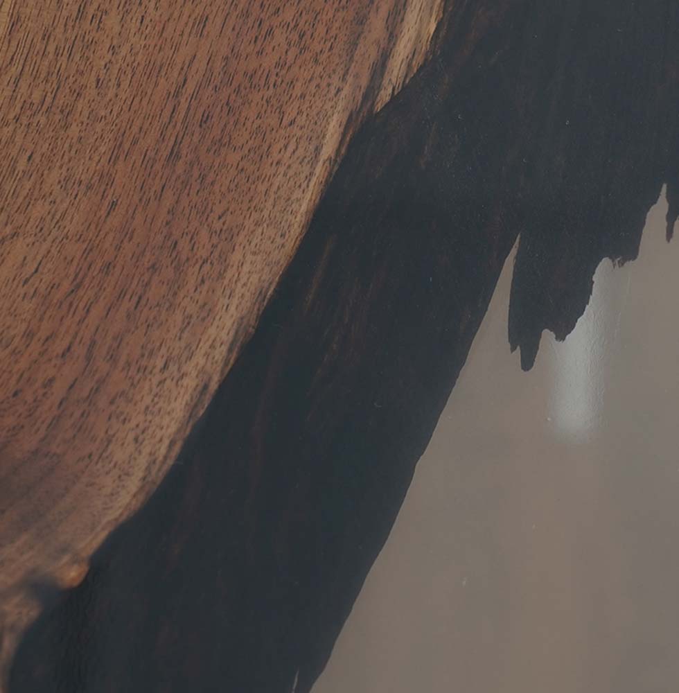 Custom Gray Epoxy Resin Black Walnut Wood River Table ECT-56