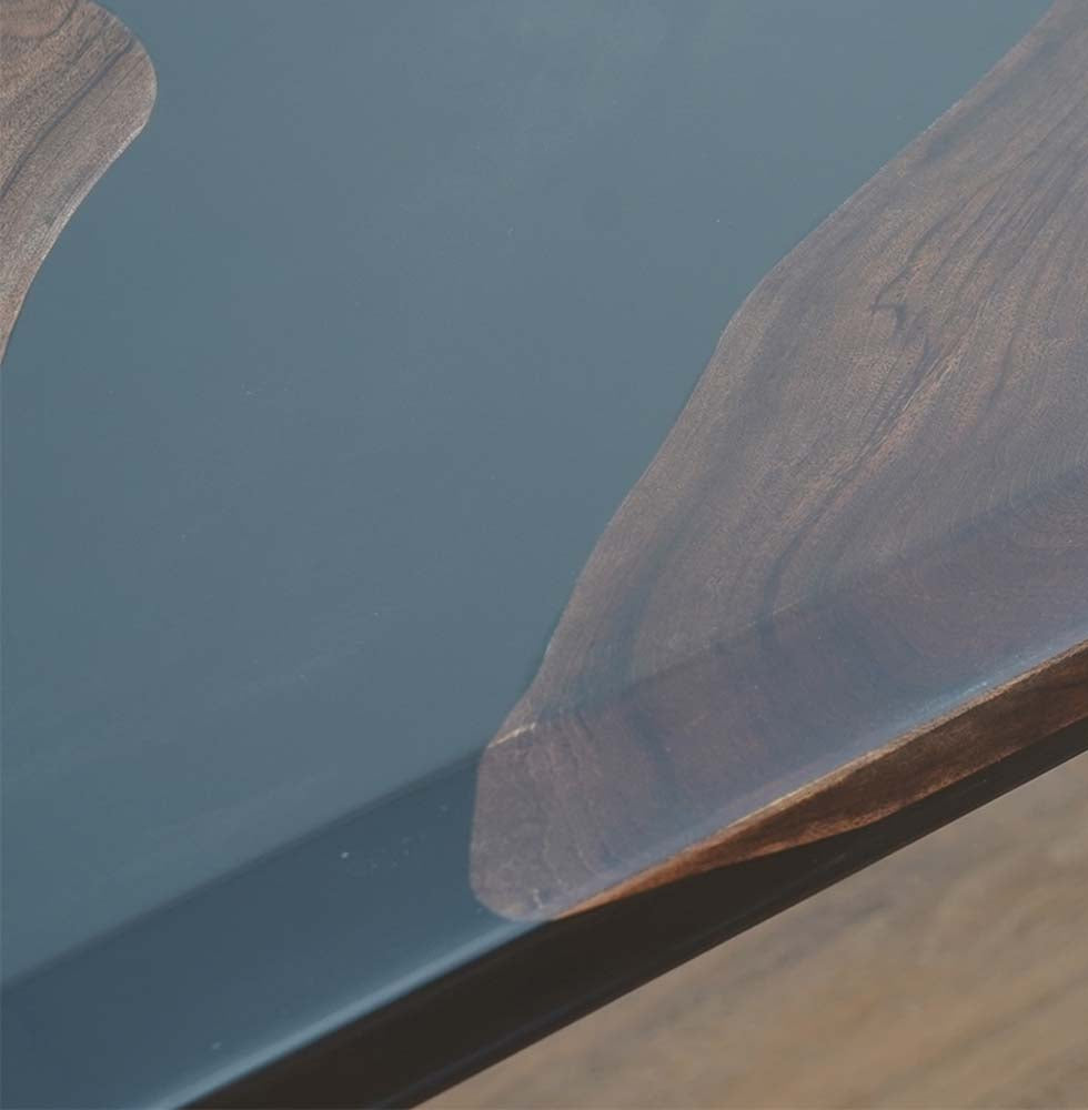 Custom Walnut Kitchen Blue Black Epoxy Resin River Table ECT-57