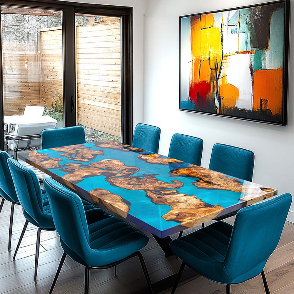 Elite Custom Cunninghamia Mississippi River Epoxy Resin Dining Table ECT-63