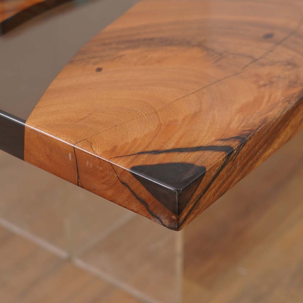 Elite Custom Walnut Black Transparent Epoxy Dining Table ECT-64