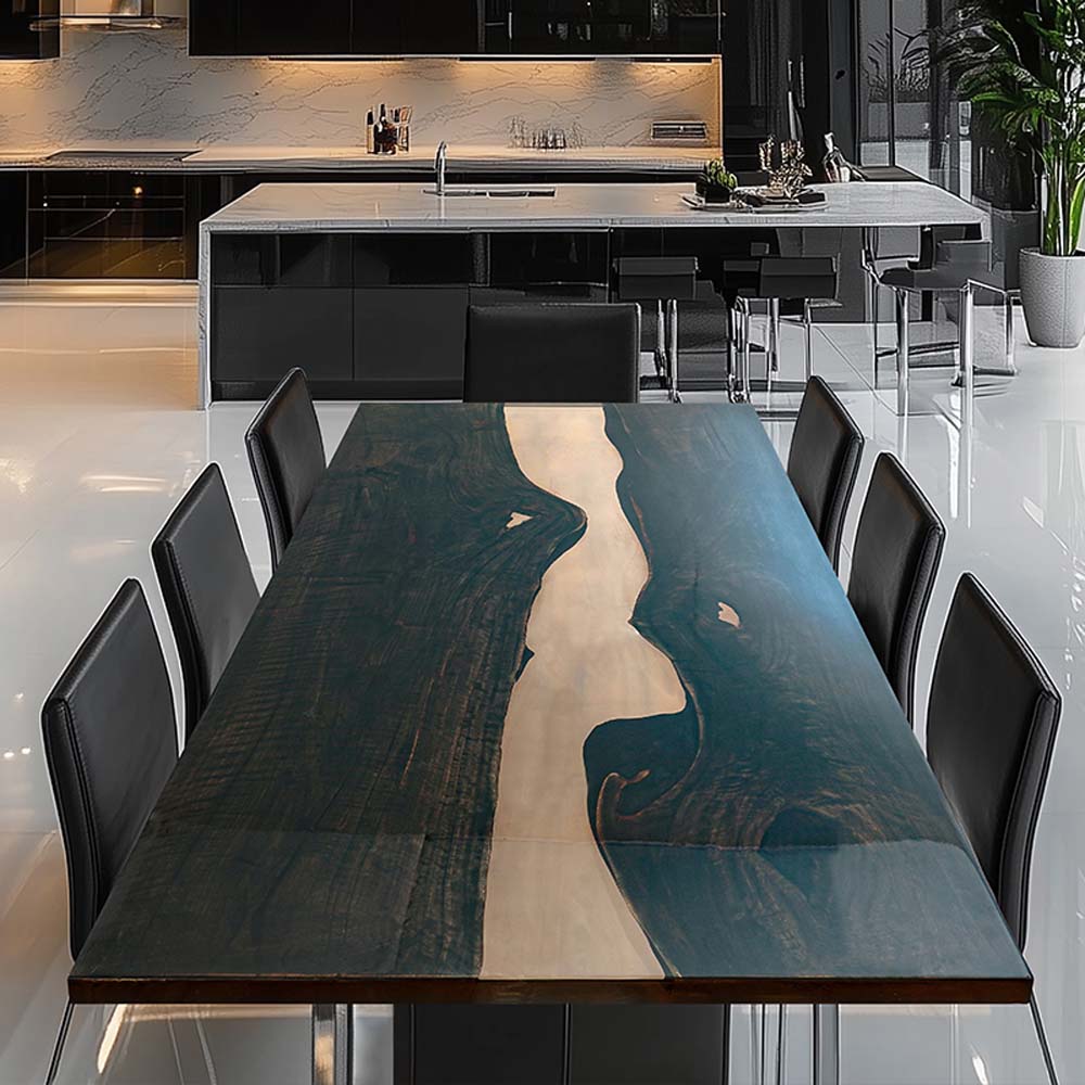 Elite Custom Black Walnut Clear Epoxy Dining Table ECT-65