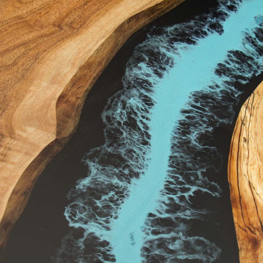 Elite Custom Black Walnut Resin Dining & Conference Table with Turquoise Resin Swirls ECT-89