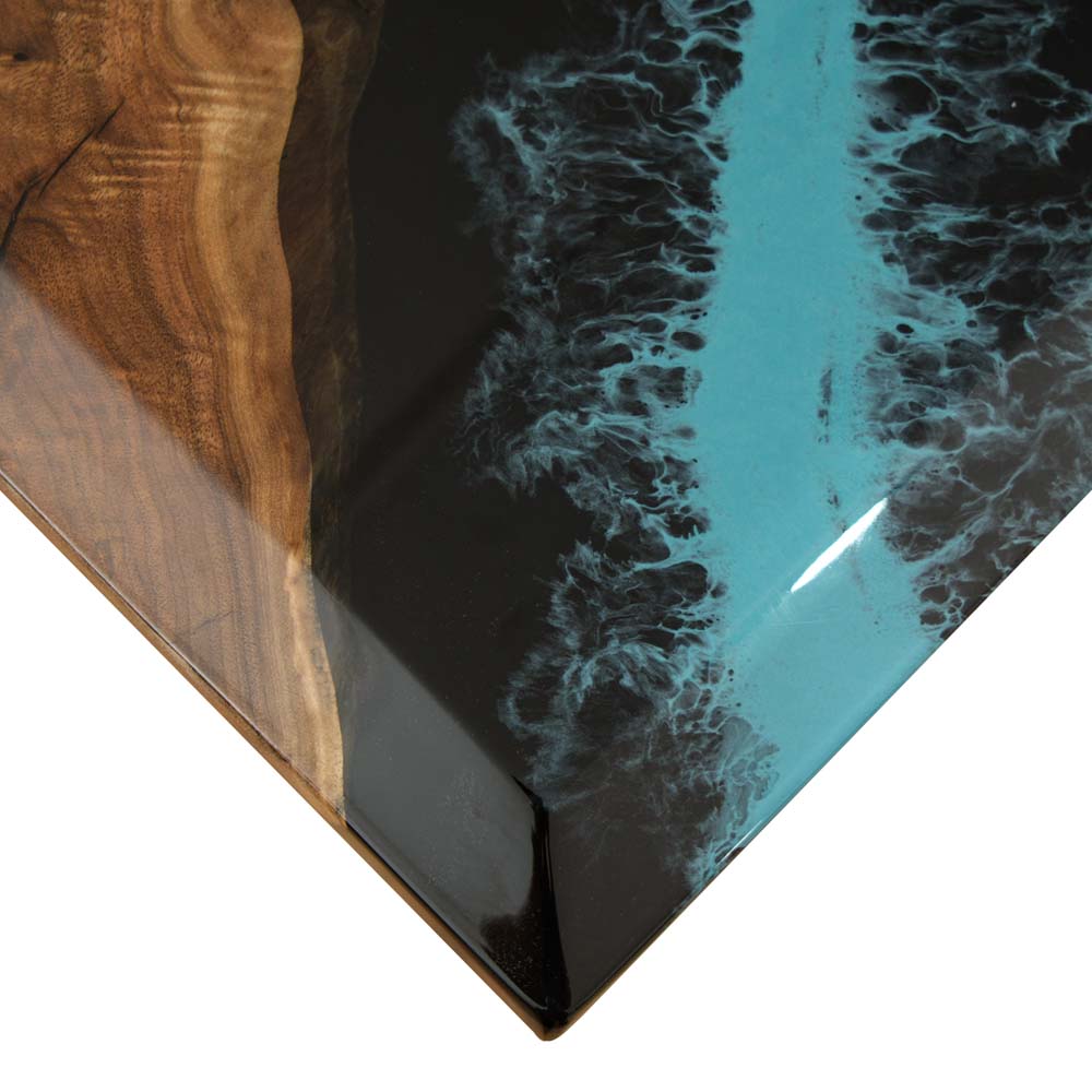 Elite Custom Black Walnut Resin Dining & Conference Table with Turquoise Resin Swirls ECT-89