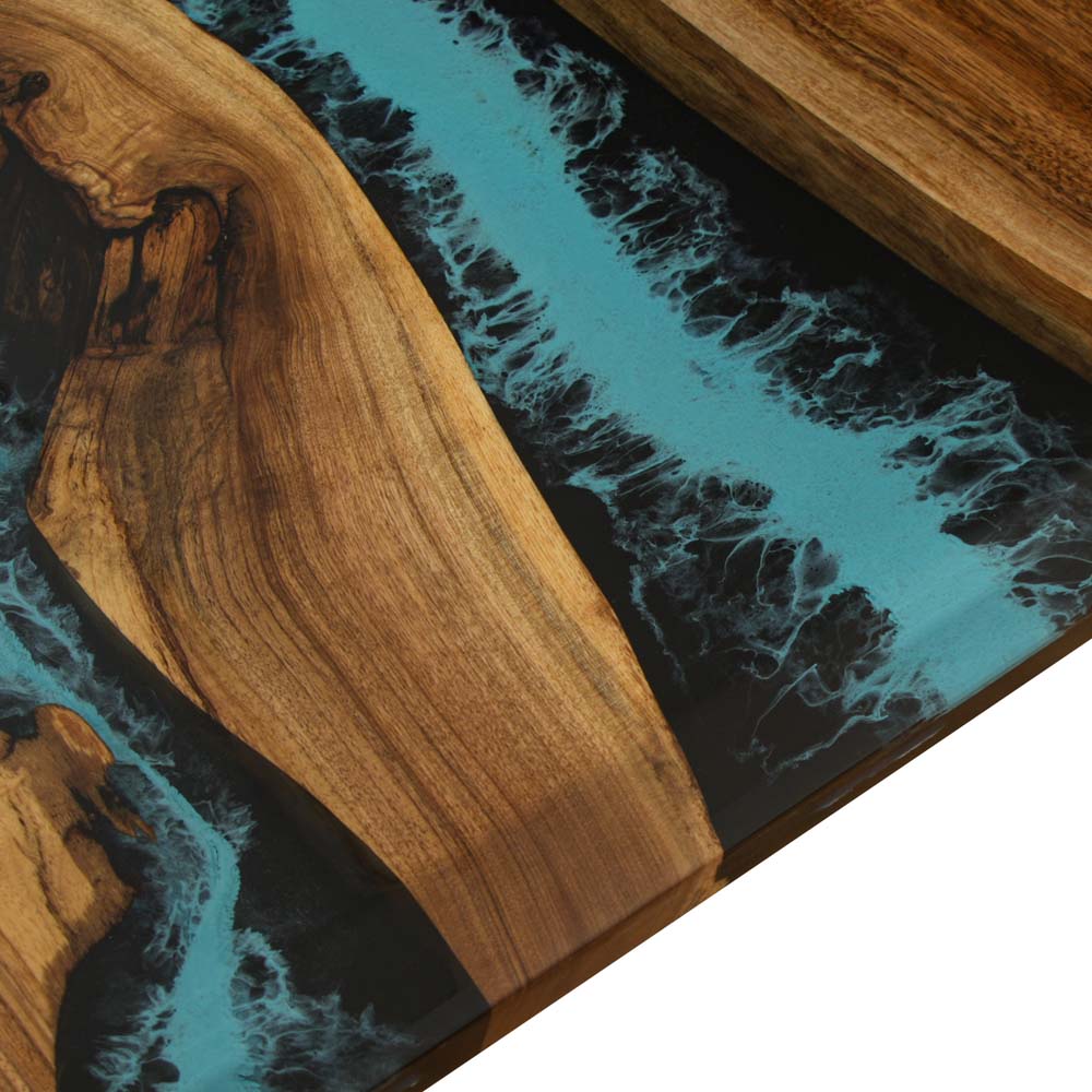 Elite Custom Black Walnut Resin Dining & Conference Table with Turquoise Resin Swirls ECT-89