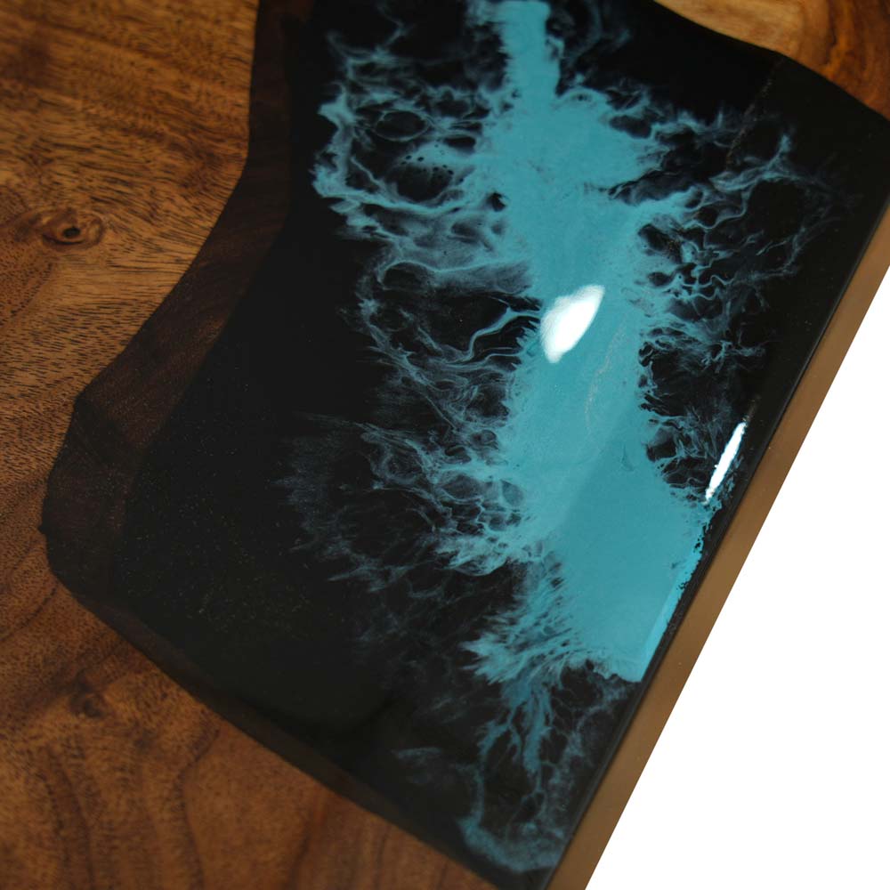 Elite Custom Black Walnut Resin Dining & Conference Table with Turquoise Resin Swirls ECT-89