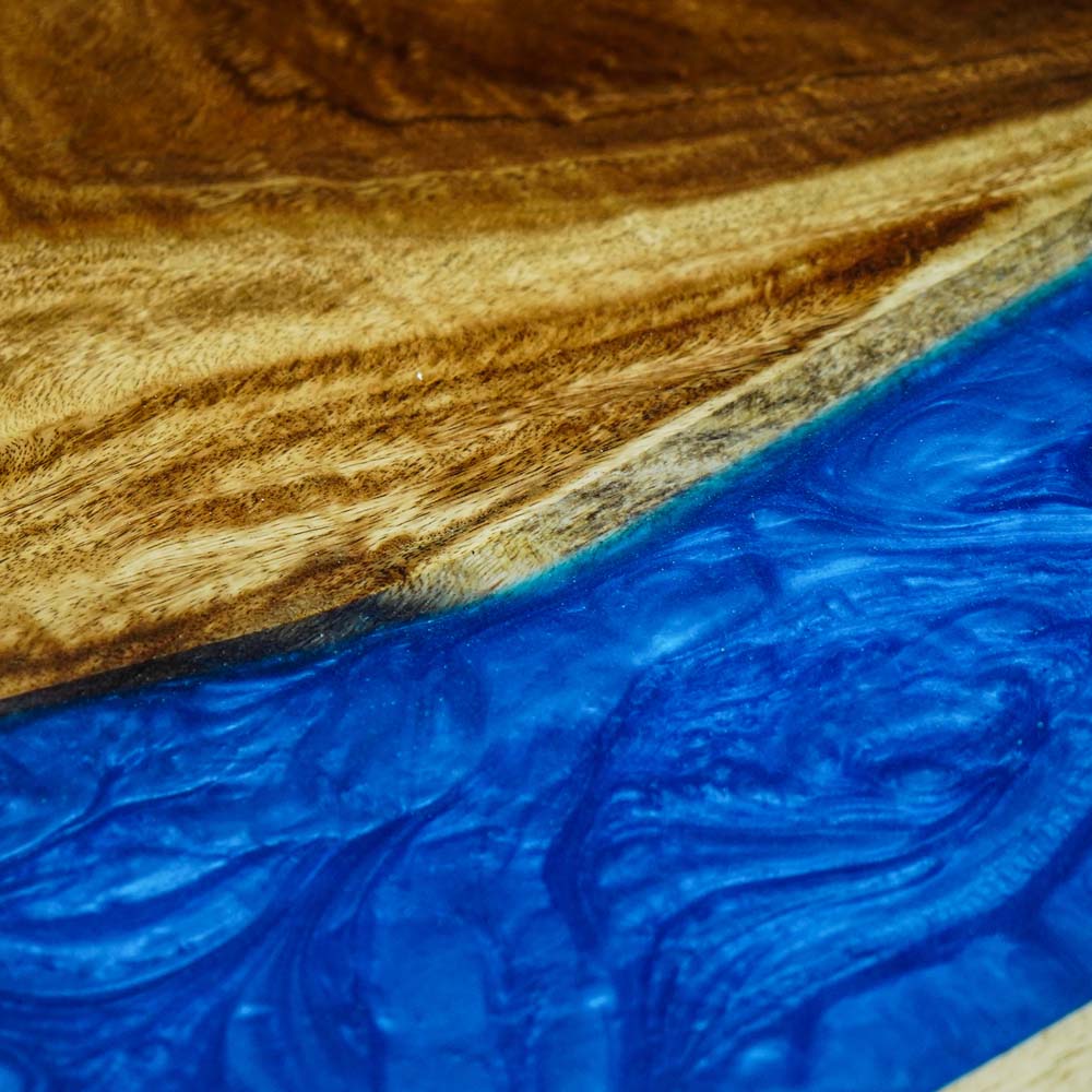 Elite Custom Solid Walnut Dining Room Table with Blue Resin ECT-91