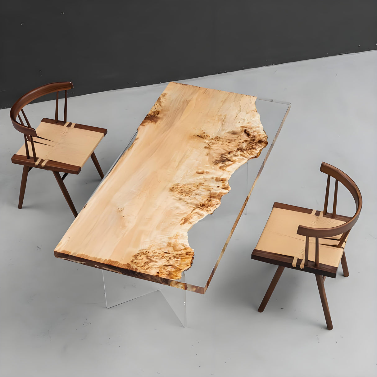 Elite Straight - Edge Poplar Wood Dining Table with Clear Epoxy 66.14"L x 31.57"W EIT-16