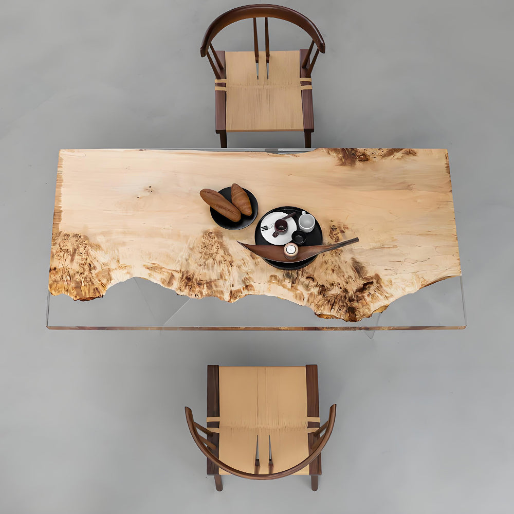 Elite Straight - Edge Poplar Wood Dining Table with Clear Epoxy 66.14"L x 31.57"W EIT-16