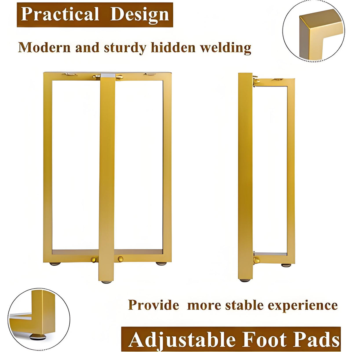 Golden Color Metal Table Leg/ Table Bases T-shape One Pair ETL-04
