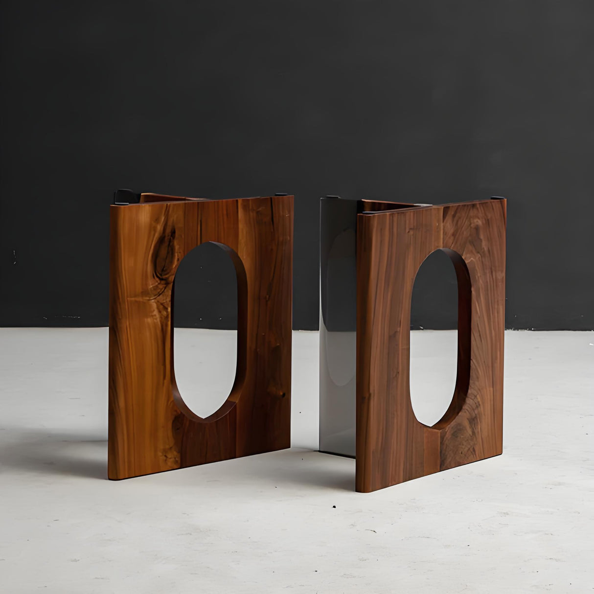 Solid Wood and Acrylic O-Shaped Ice Crystal Table Legs One-Pair ETL-21