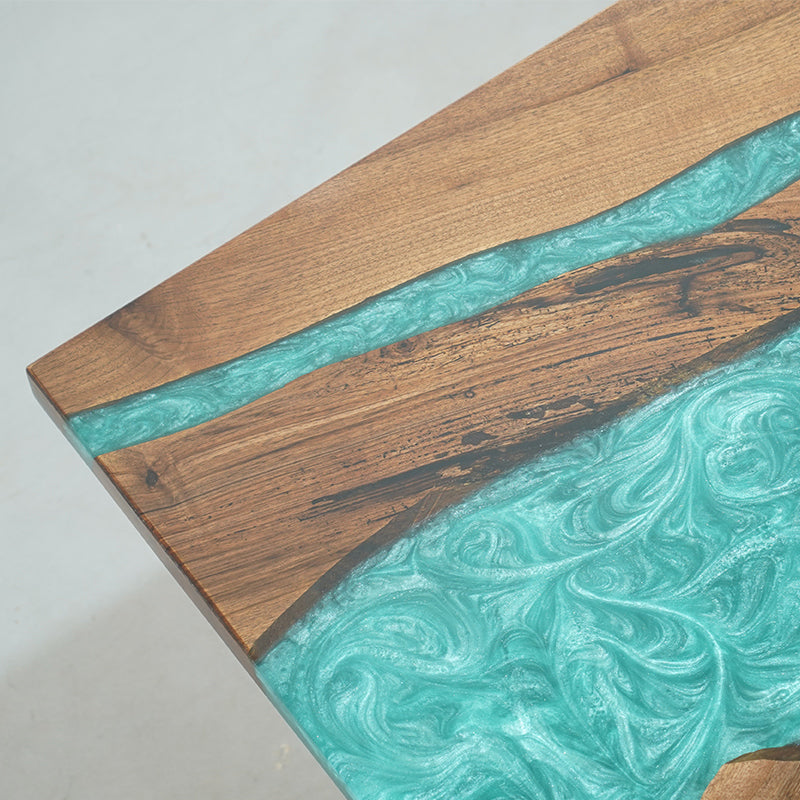 Elite Custom Peacock Blue Epoxy River Dining Table