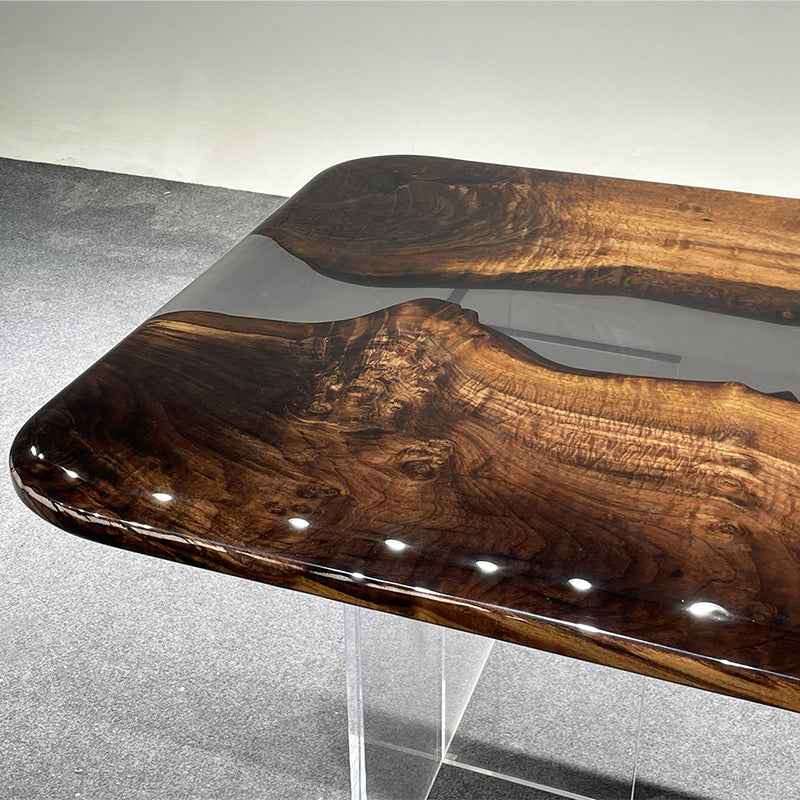 Black Walnut Table, Live Edge Table, Black Epoxy Table