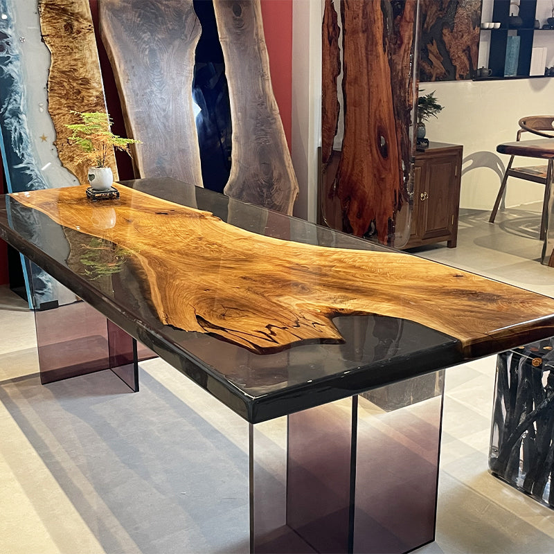 Black Walnut Table, Live Edge Table, Black Epoxy Table