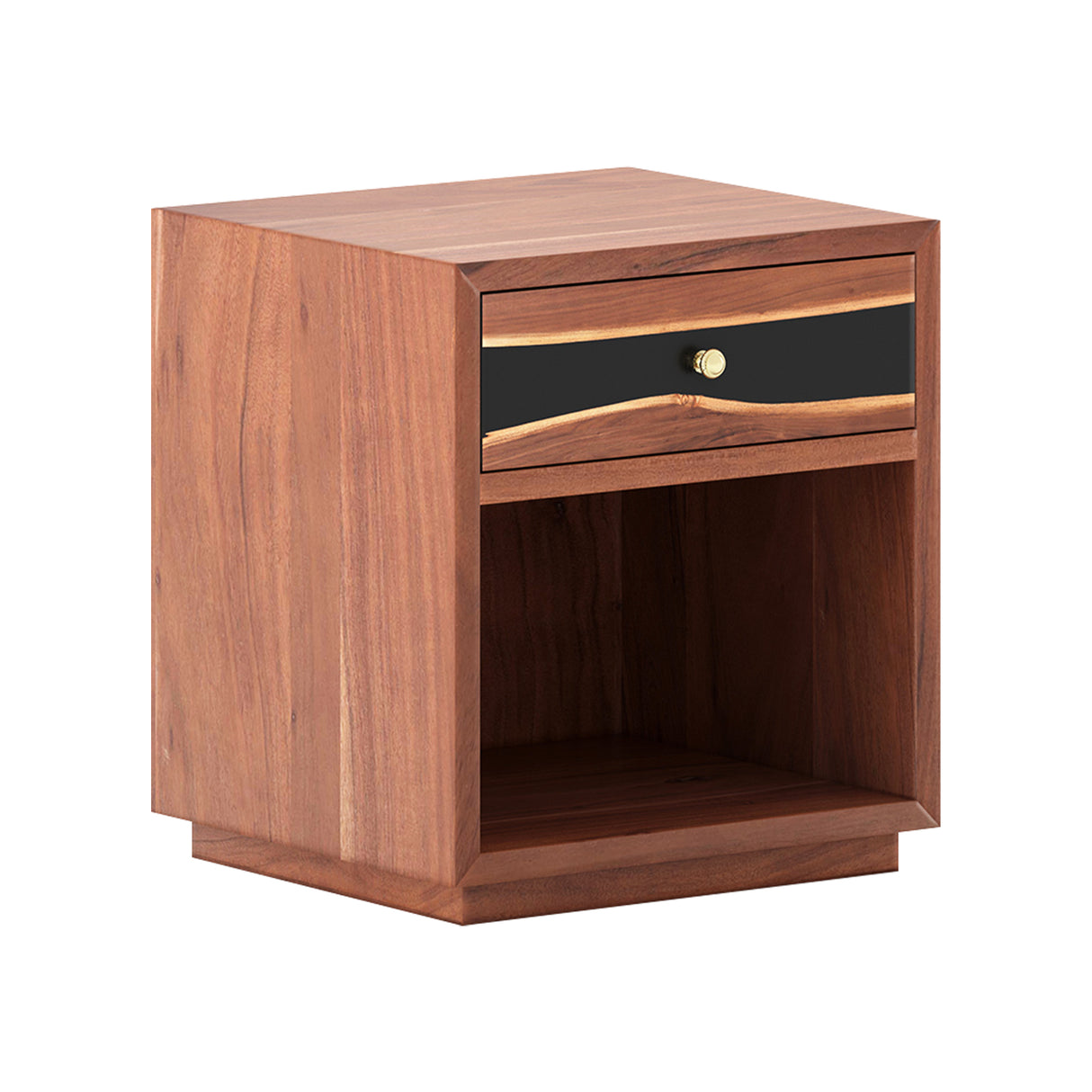 Close-up of Walnut Epoxy Nightstand