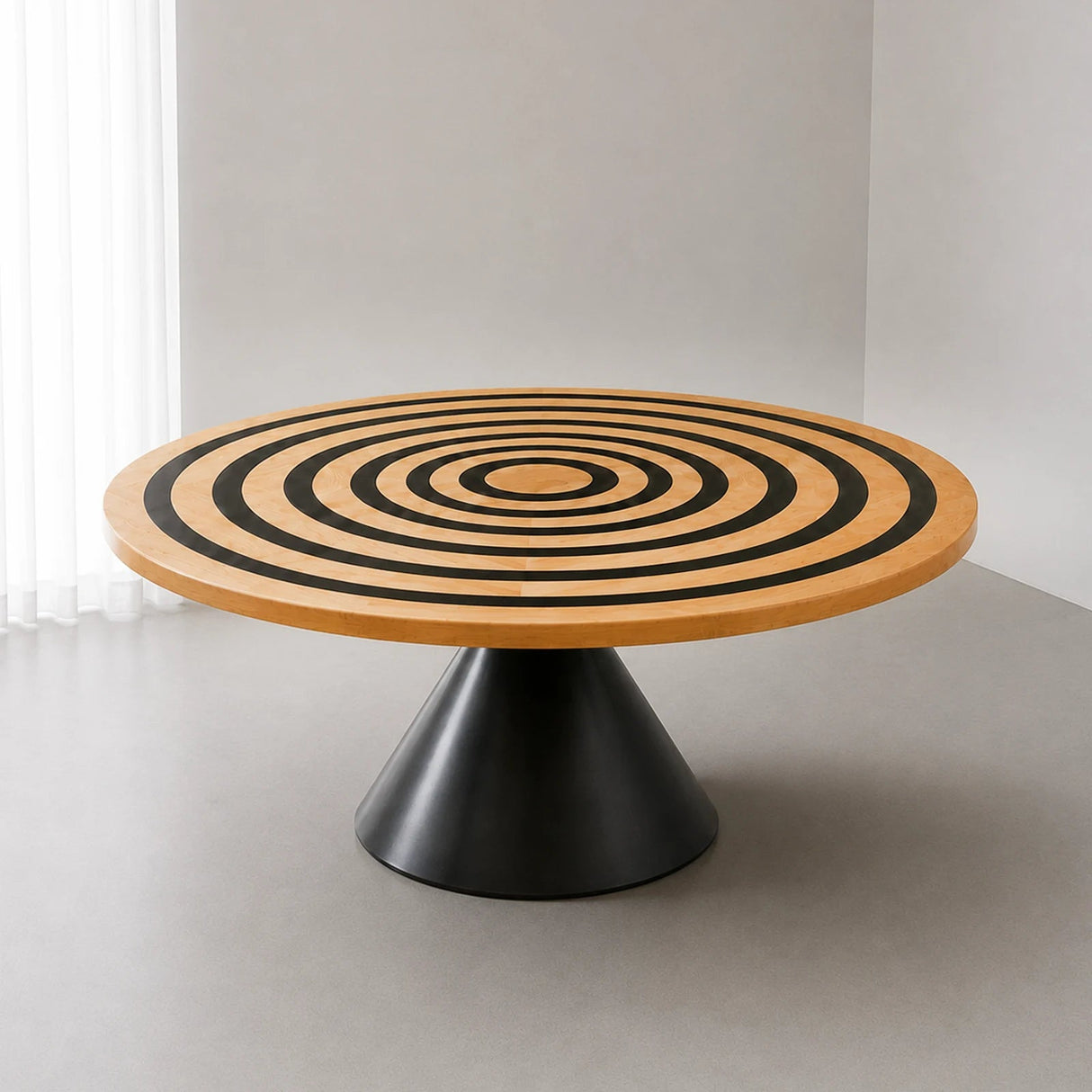 Ash Black Epoxy Ring Round Dining Table | ECT-385 - Elitecustomtable