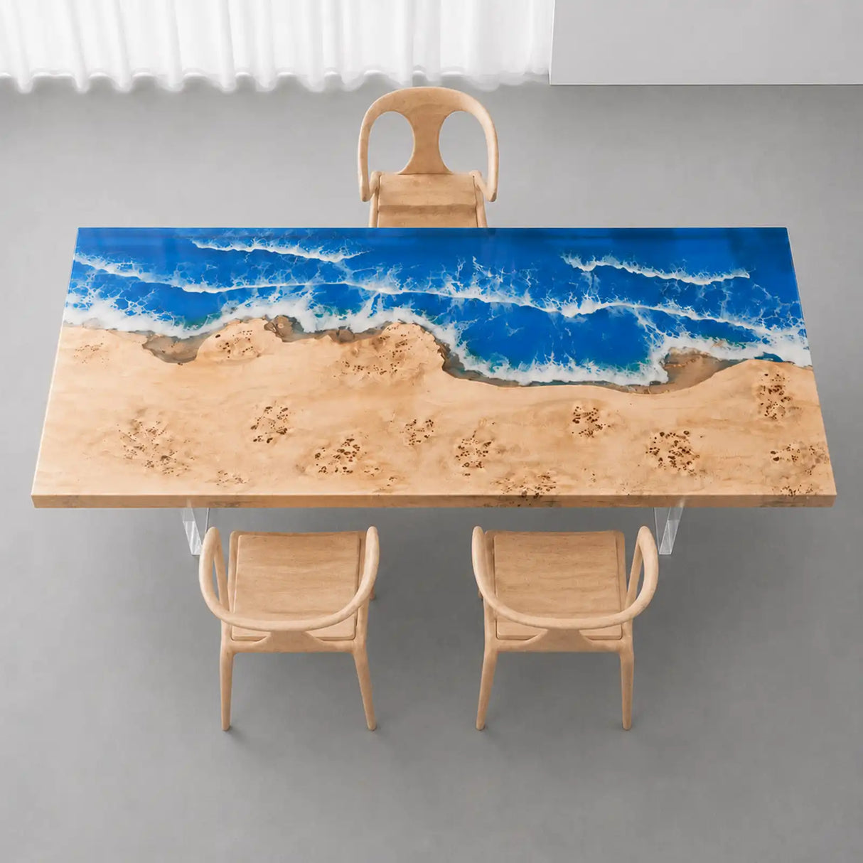 Poplar Ocean Wave Epoxy Resin Dining Table | ECT-373