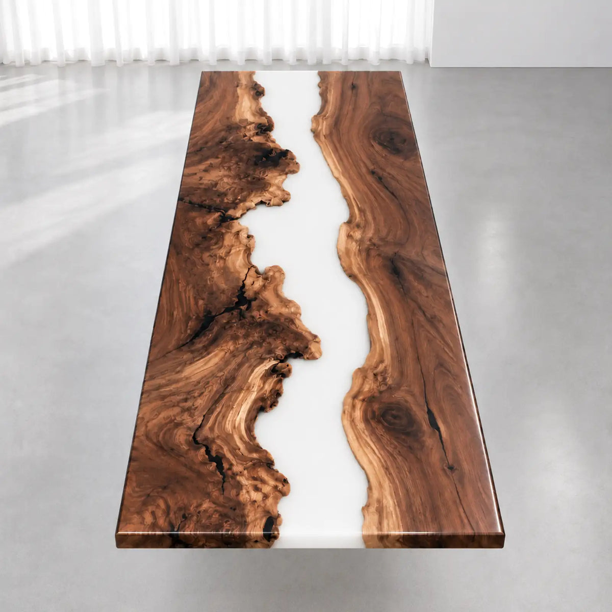Custom Black Walnut White Epoxy Resin Conference Table | ECT-405