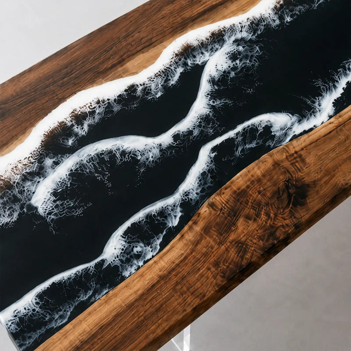 Custom Walnut Ocean Wave Epoxy Resin Conference Table | ECT-394