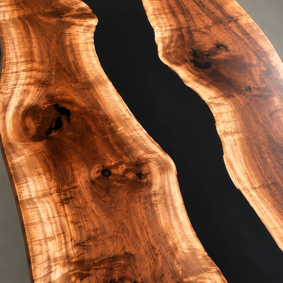Custom Live Edge Walnut Black Epoxy Resin Conference Table | ECT-402