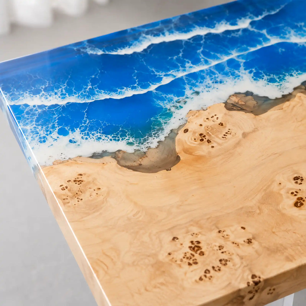 Poplar Ocean Wave Epoxy Resin Dining Table | ECT-373