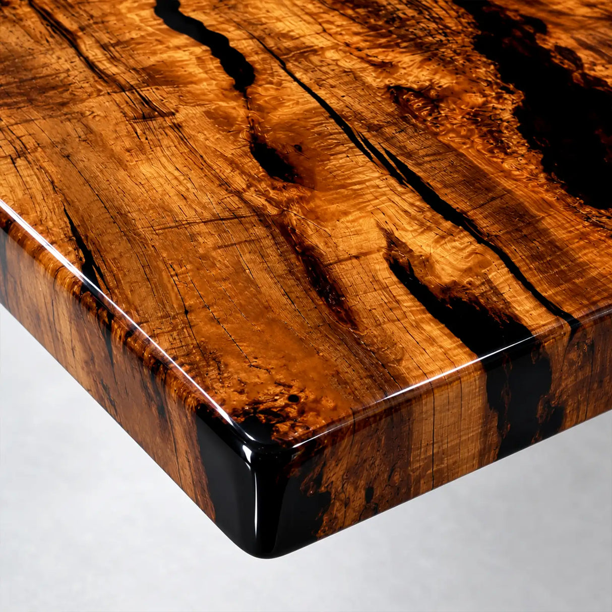 Custom Golden Camphor Black Epoxy Resin Conference Table | ECT-407