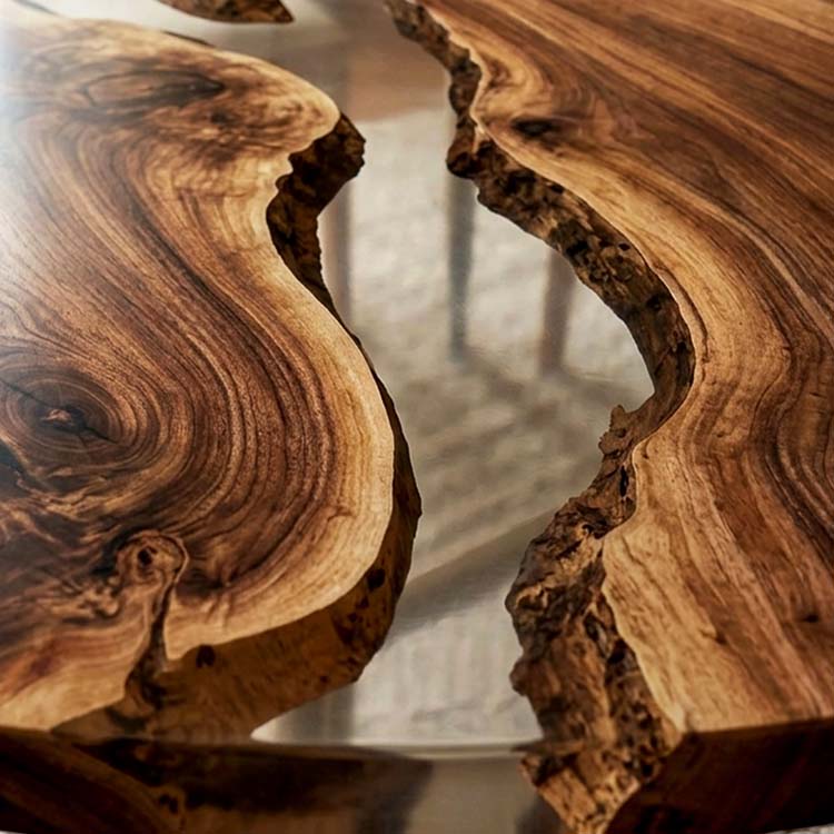 Clear Epoxy Table Walnut Crystal Clear Oval Straight Edge Dining Table ECT - 321 - Elitecustomtable