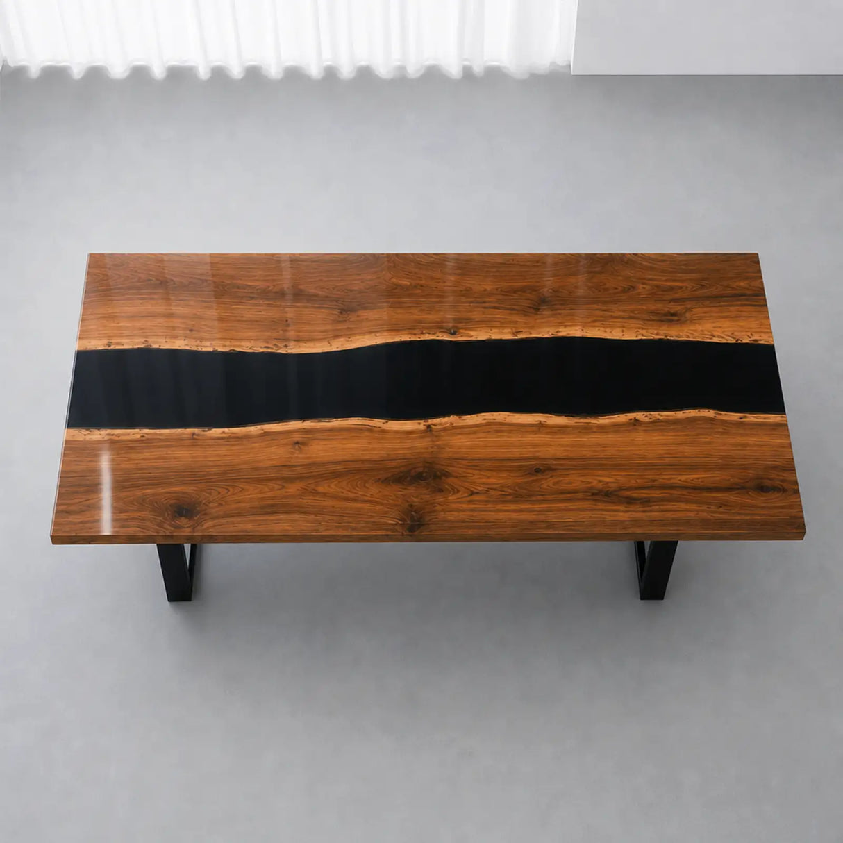 Custom Walnut Black Epoxy Resin Conference Table | ECT-398