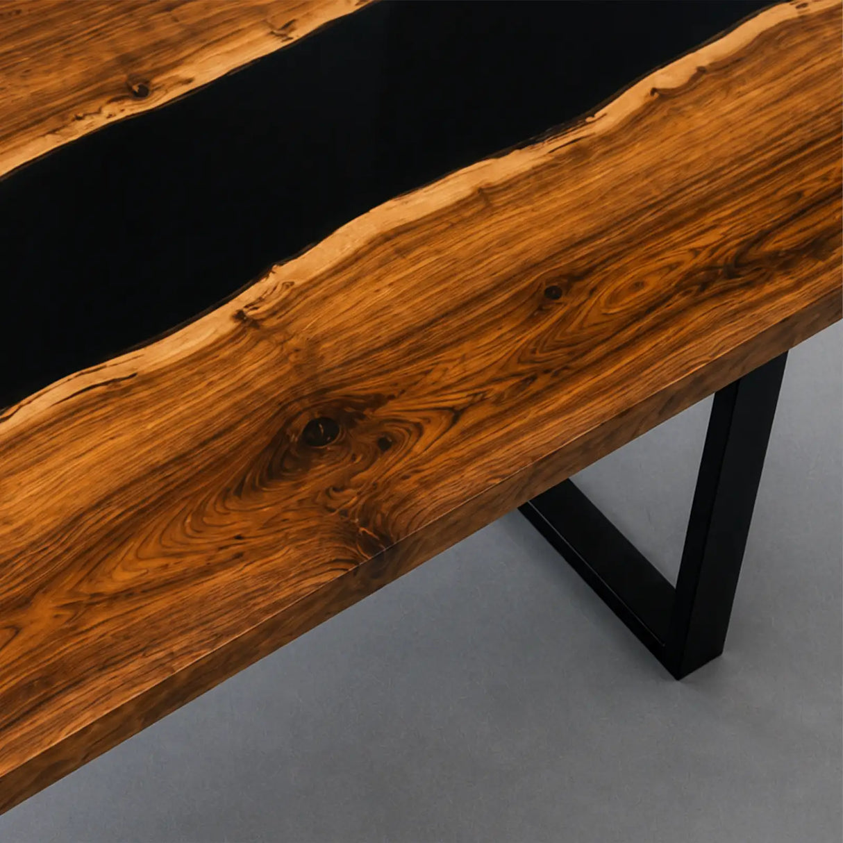 Custom Walnut Black Epoxy Resin Conference Table | ECT-398