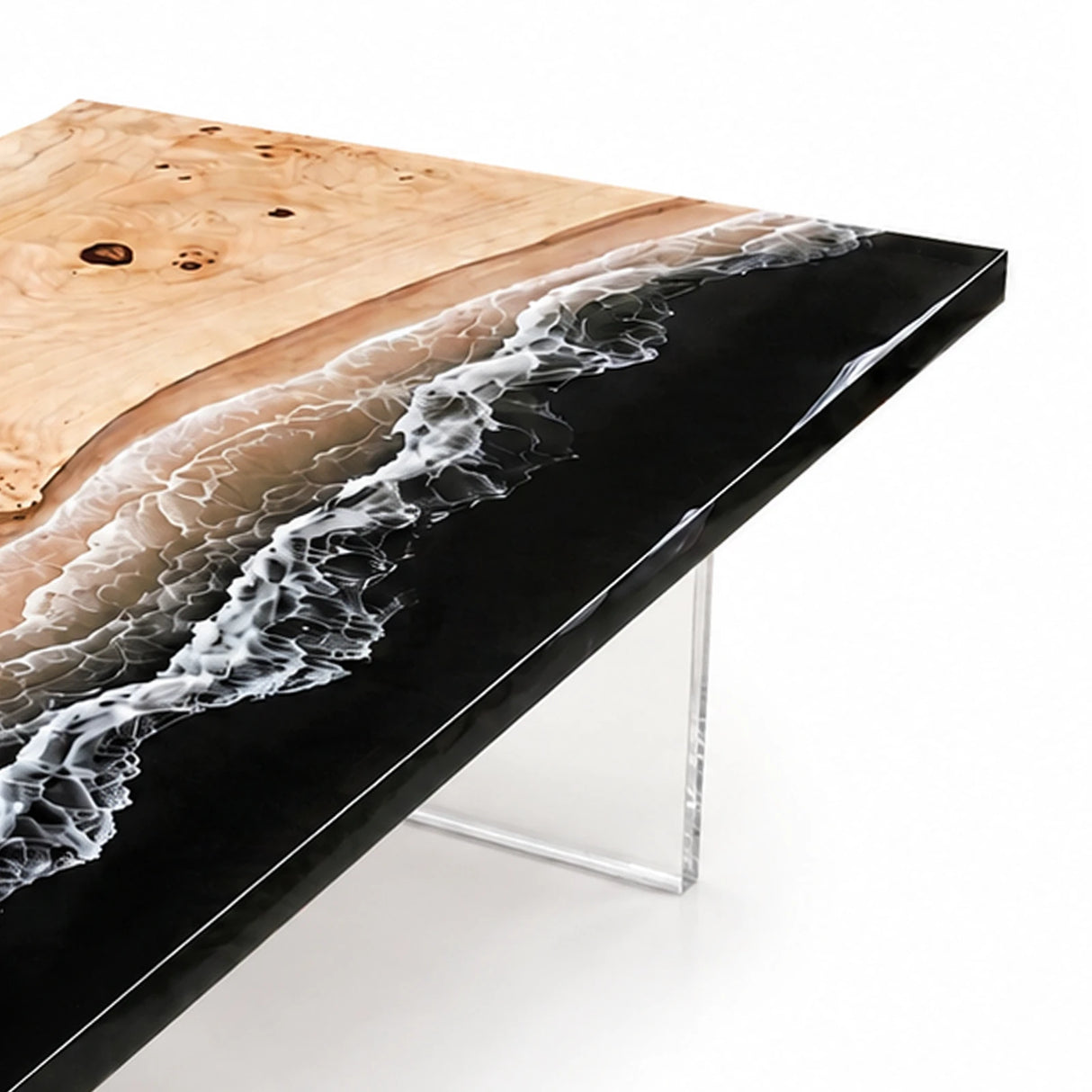 Custom Poplar Ocean Wave Epoxy Resin Conference Table | ECT-393