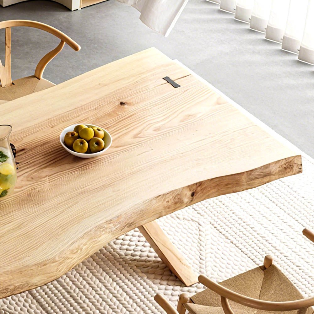 Custom Ash Wood Slab Live Edge Dining Table EWT - 04 - Elitecustomtable