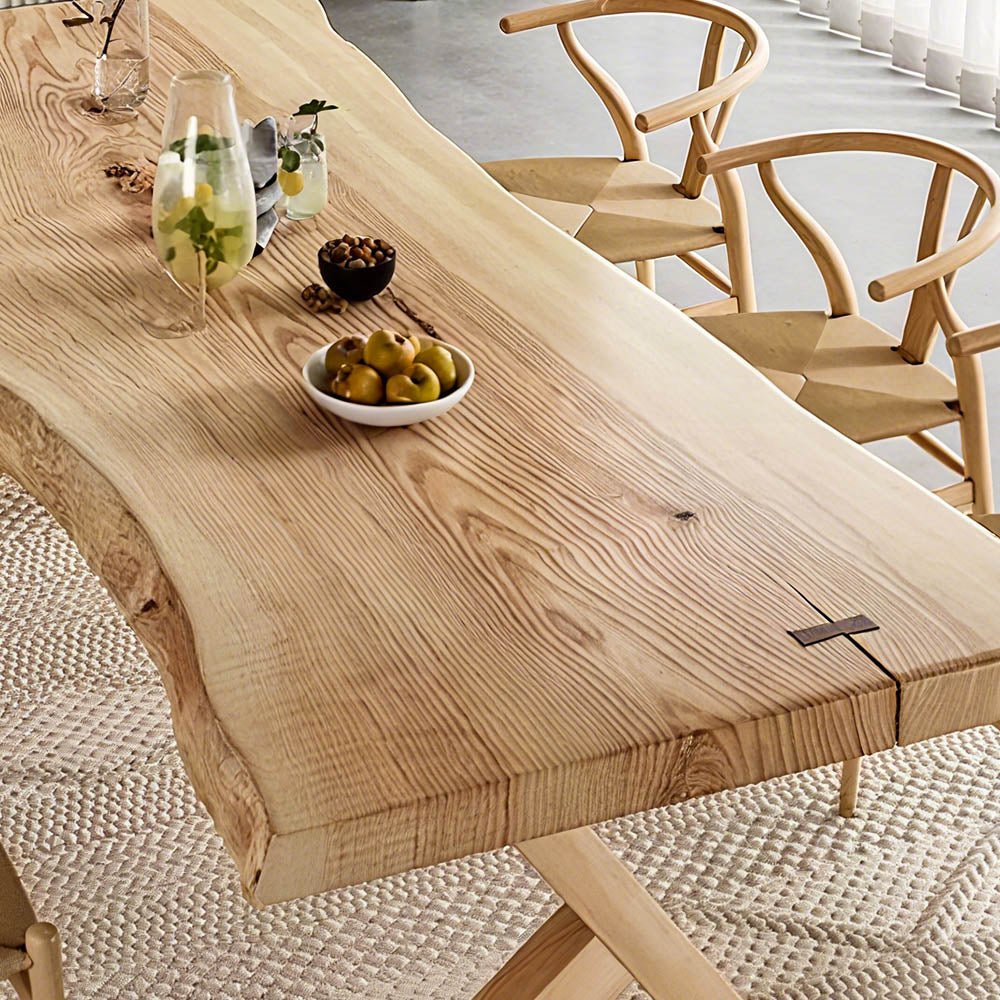 Custom Ash Wood Slab Live Edge Dining Table EWT - 04 - Elitecustomtable
